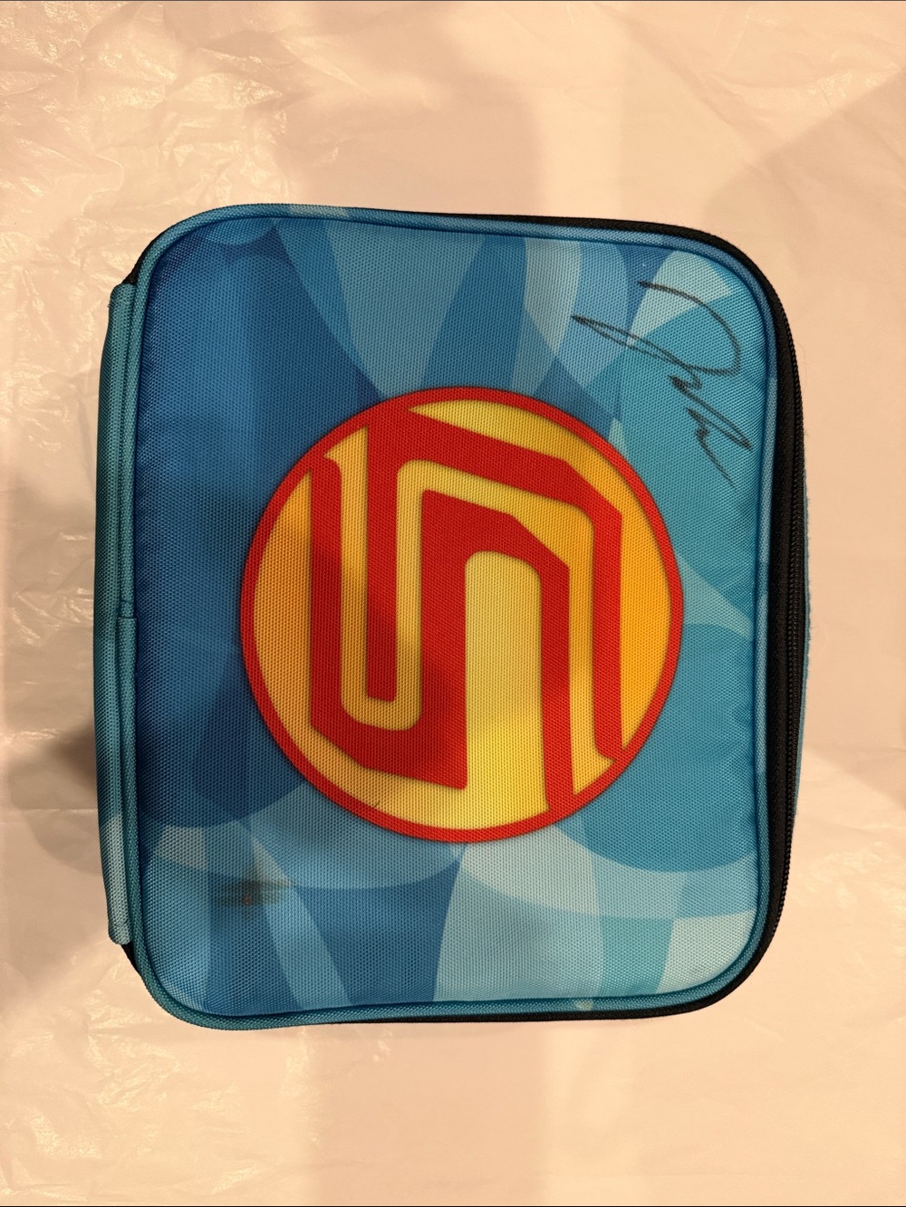 Blue Tablet Case with Red & Yellow Emblem